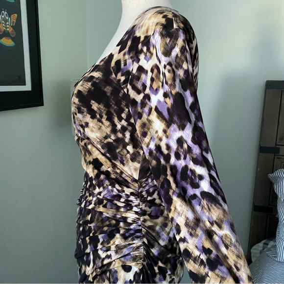 Lauren Ralph Lauren Women’s Brown Animal Print Bodycon Ruched Side Dress Size 6 - Picture 8 of 9